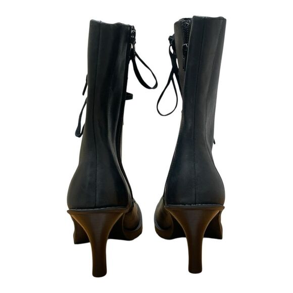 Chinese Laundry 3.5 Heeled Boots Oracle Leather Black Zip Mid Calf Combat Sz 7.5 - Picture 3 of 8